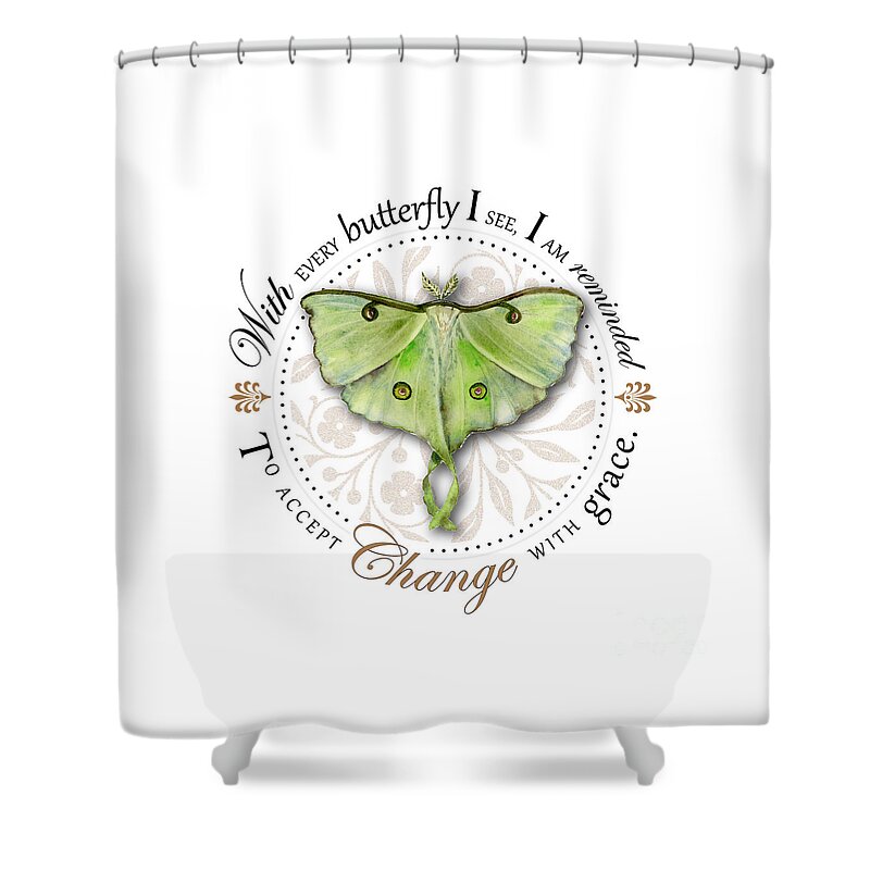 Luna Shower Curtain featuring the painting To accept change with grace by Amy Kirkpatrick