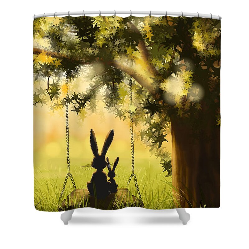 Ipad Shower Curtain featuring the digital art Together #2 by Veronica Minozzi