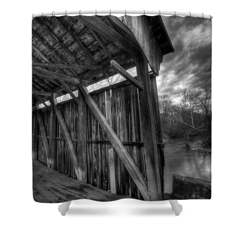 Covered Bridge Shower Curtain featuring the photograph Trinity Road Covered Bridge #1 by David Dufresne