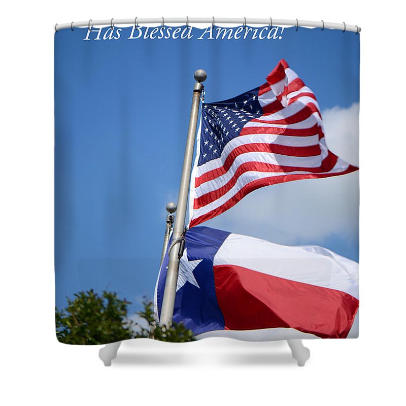 American Flag Shower Curtain featuring the photograph God Has Blessed America by Connie Fox