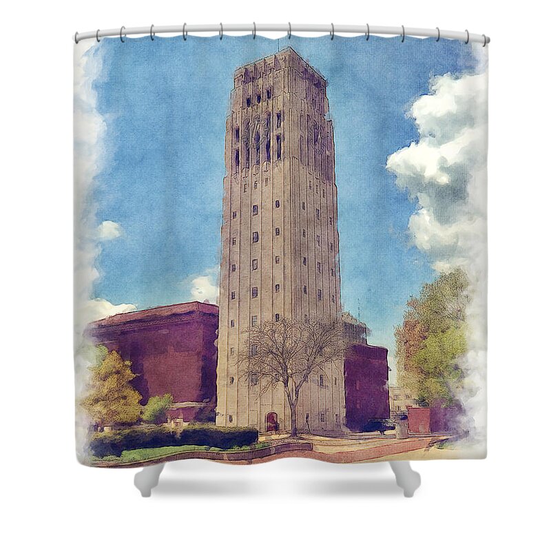Clock Tower Shower Curtain featuring the photograph University of Michigan Clock Tower 2 #1 by Phil Perkins