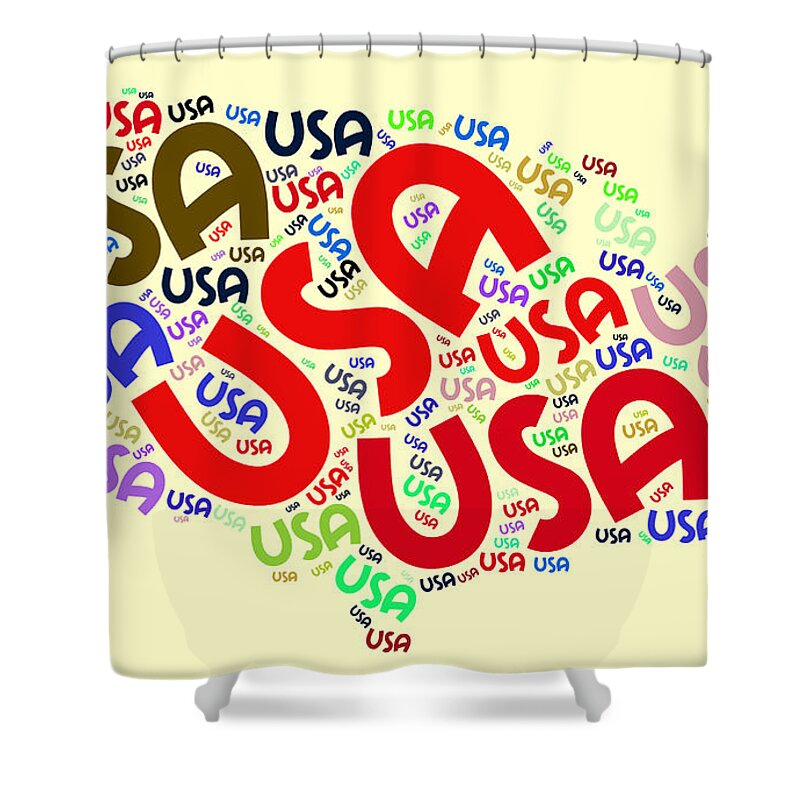 Usd Shower Curtain featuring the painting USA Word Cloud #1 by Bruce Nutting