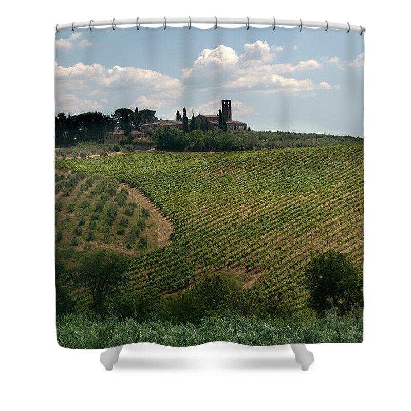 Scenics Shower Curtain featuring the photograph View From Walled City Of San Gimignano #1 by Mitch Diamond