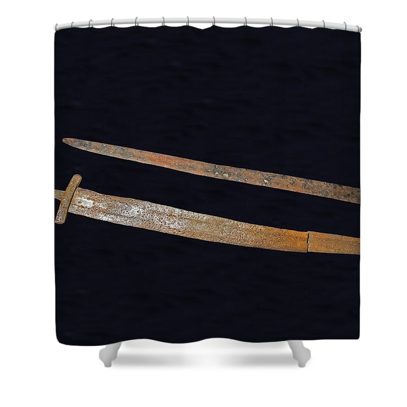 Ancient Shower Curtain featuring the photograph Viking Swords #1 by Millard H. Sharp