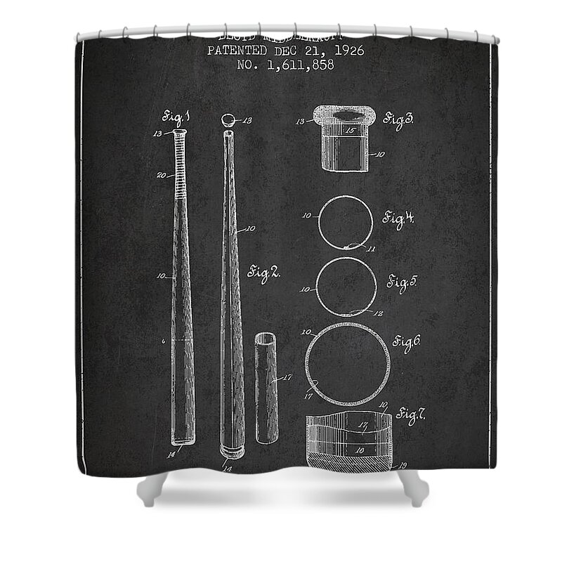 Baseball Bat Shower Curtain featuring the digital art Vintage Baseball Bat Patent from 1926 #2 by Aged Pixel