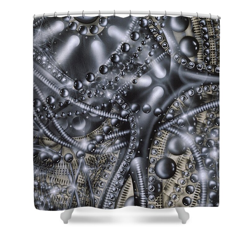 Abstract Shower Curtain featuring the painting Violin by James Hill