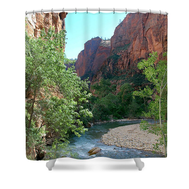 Virgin River Rapids Shower Curtain featuring the photograph Virgin River Rapids #1 by Jemmy Archer