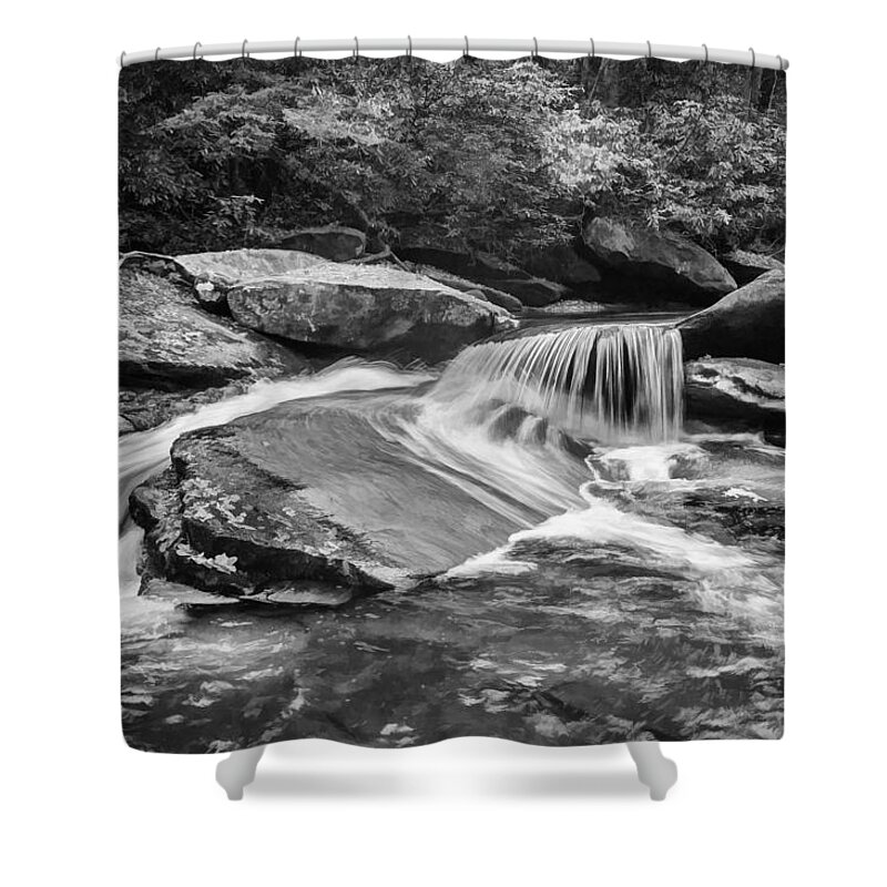 Waterfalls Shower Curtain featuring the photograph Waterfalls Great Smoky Mountains Painted BW by Rich Franco