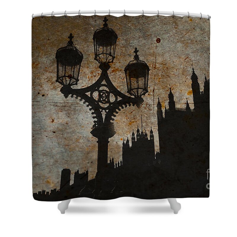 Westminster Shower Curtain featuring the digital art Westminster Silhouette #1 by Matt Malloy