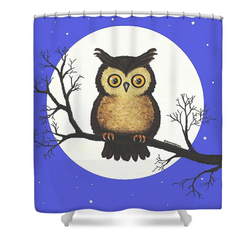 Owl Shower Curtain featuring the painting Whooo You Lookin' At #1 by SophiaArt Gallery