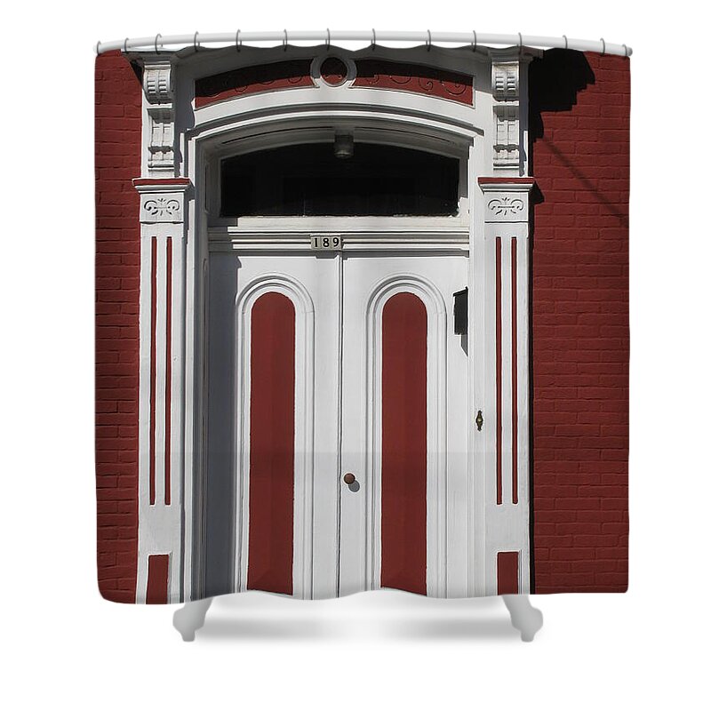 Doors Of Lawrencevile Pittsburgh Shower Curtain featuring the photograph window of Lawrenceville Pittsburgh #2 by Alfred Ng