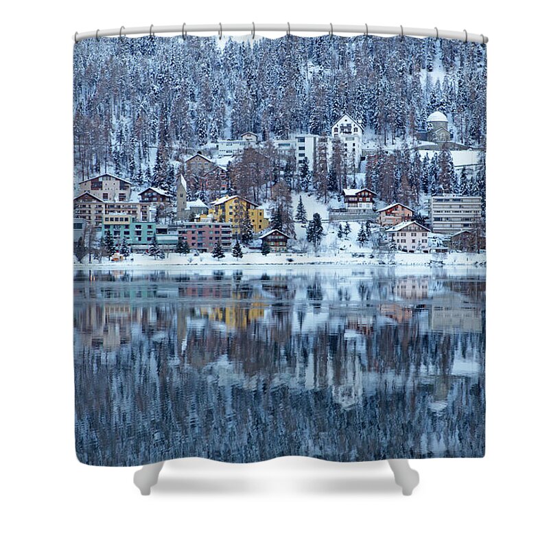 Holiday Shower Curtain featuring the photograph Winter View Of Saint Moritz #1 by Massimo Pizzotti