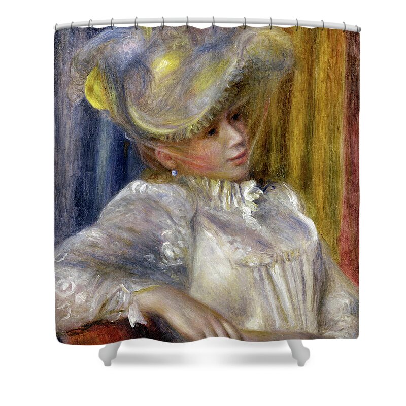 Pierre-auguste Renoir Shower Curtain featuring the painting Woman with a Hat #2 by Pierre-Auguste Renoir