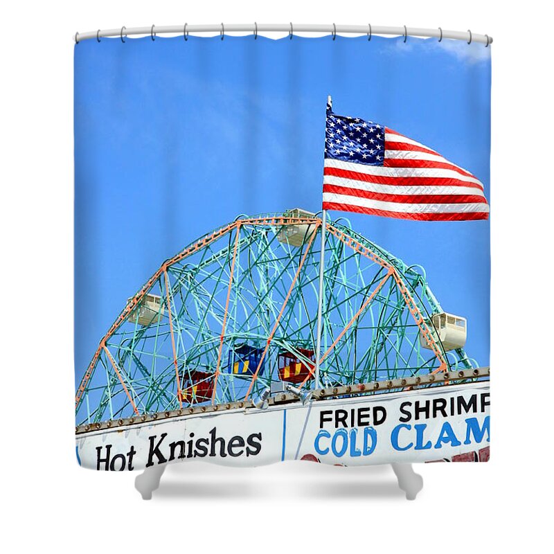 American Shower Curtain featuring the photograph Wonder Wheel #1 by Valentino Visentini