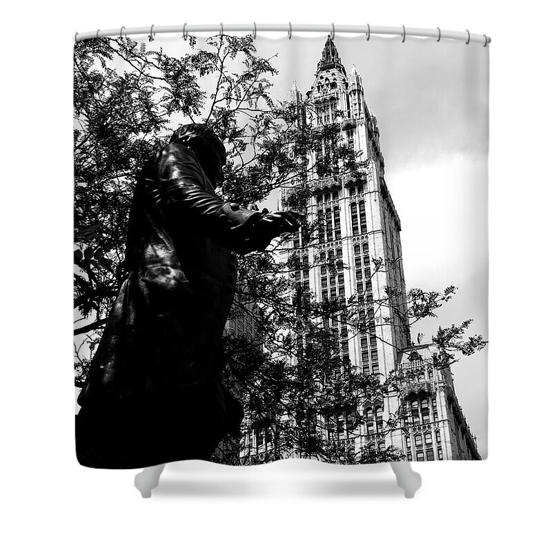 Woolworth Building Shower Curtain featuring the photograph Woolworth Building in Black and White by Jacqueline M Lewis