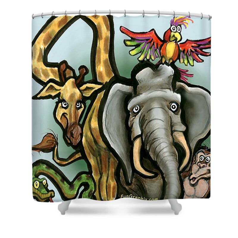 Zoo Shower Curtain featuring the digital art Zoo Animals #1 by Kevin Middleton