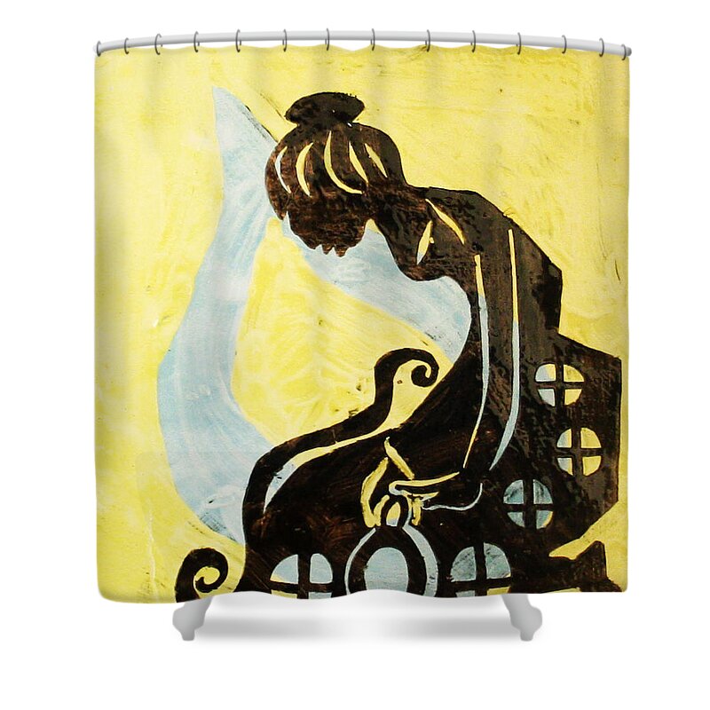 Jesus Shower Curtain featuring the painting The Wise Virgin #10 by Gloria Ssali