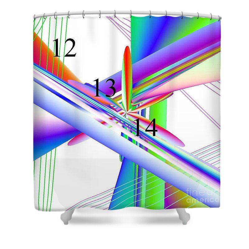 12-13-14 Rainbow Skyway Shower Curtain featuring the digital art 12-13-14 Rainbow Skyway by Michael Skinner