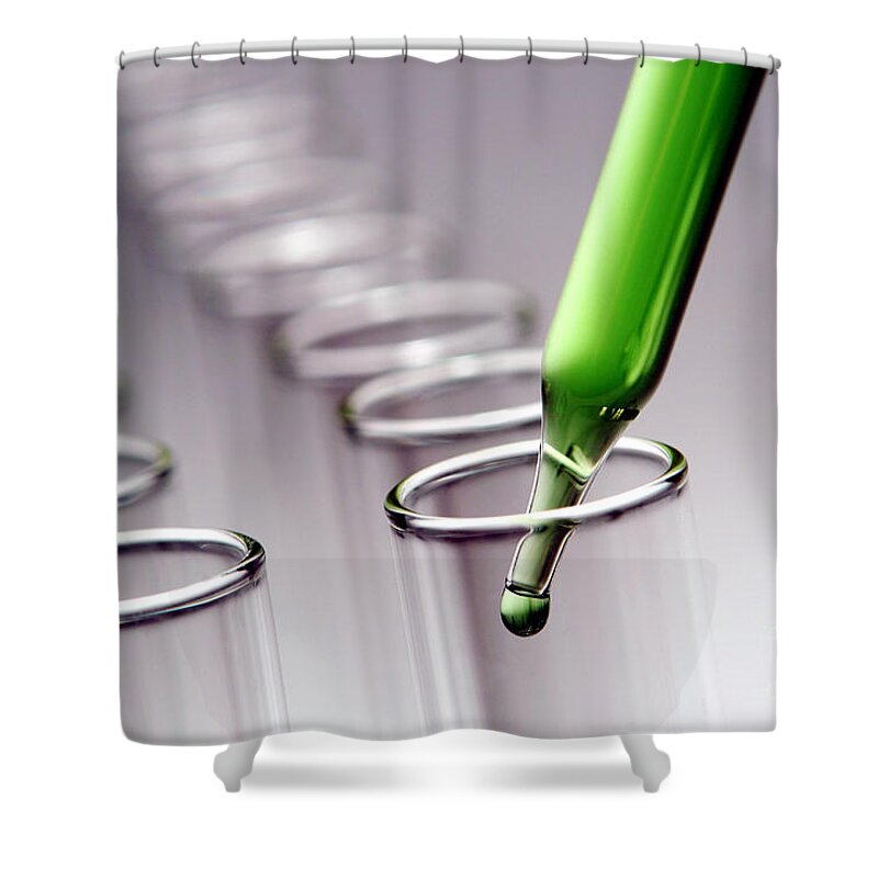 Test Shower Curtain featuring the photograph Laboratory Test Tubes in Science Research Lab #12 by Science Research Lab
