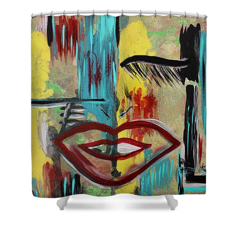 Art Shower Curtain featuring the mixed media Untitled #3 by Artista Elisabet