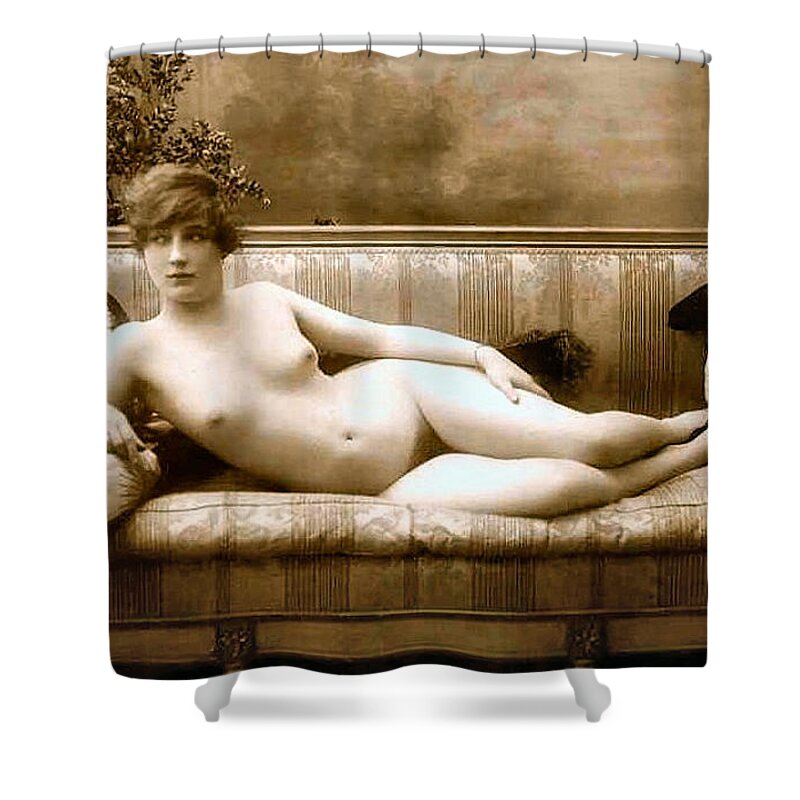 Vintage Nude Postcard Image Shower Curtain by Unknown.