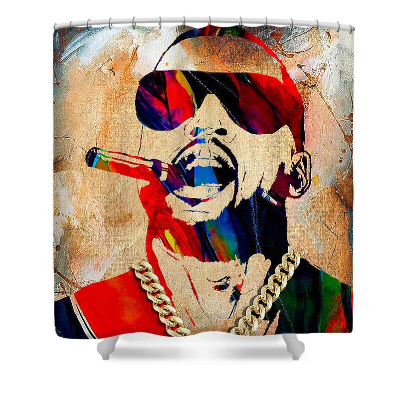 Kanye West Art Shower Curtain featuring the mixed media Kanye West Collection #20 by Marvin Blaine