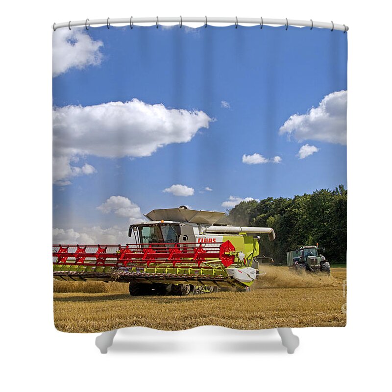 Combine Harvester Shower Curtain featuring the photograph 130201p023 by Arterra Picture Library