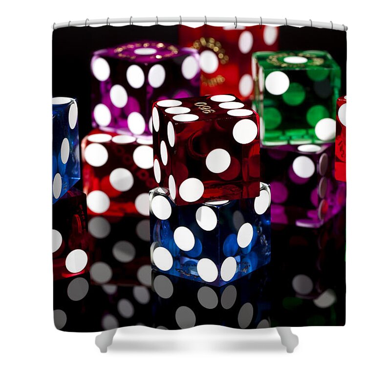 Dice Shower Curtain featuring the photograph Colorful Dice by Raul Rodriguez