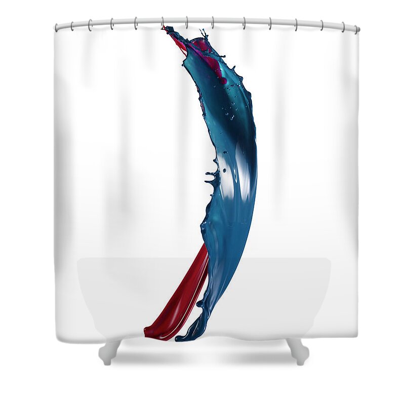 White Background Shower Curtain featuring the photograph Splashing Of The Color Paint #14 by Level1studio