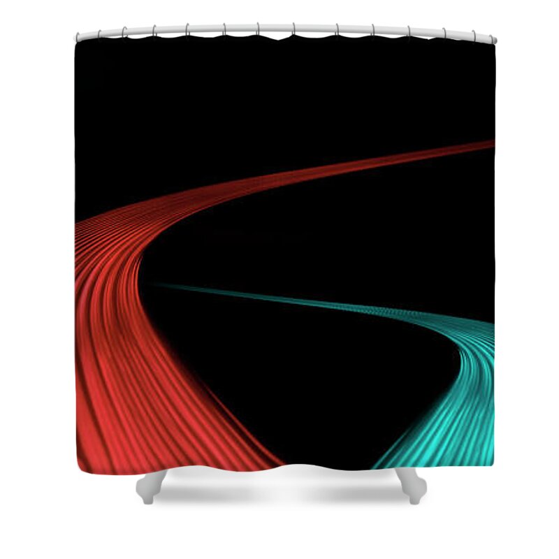 Panoramic Shower Curtain featuring the photograph Abstract Light And Heat Trails #16 by John Rensten