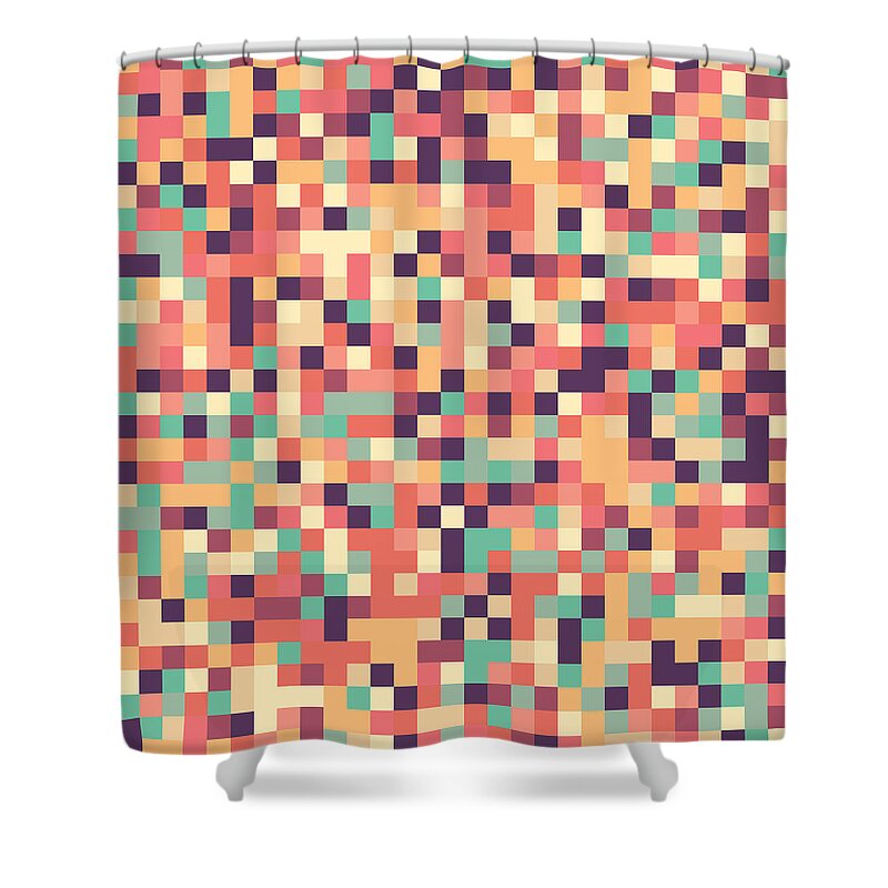Pattern Shower Curtain featuring the digital art Retro Pixel Art #16 by Mike Taylor