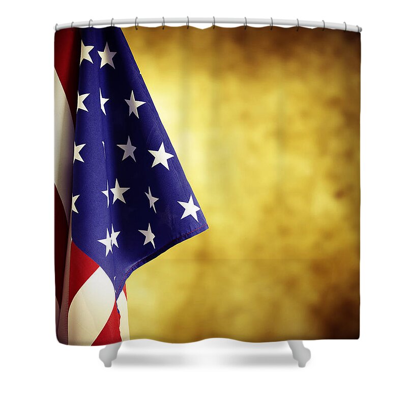 Government Shower Curtain featuring the photograph American flag No.236 by Les Cunliffe