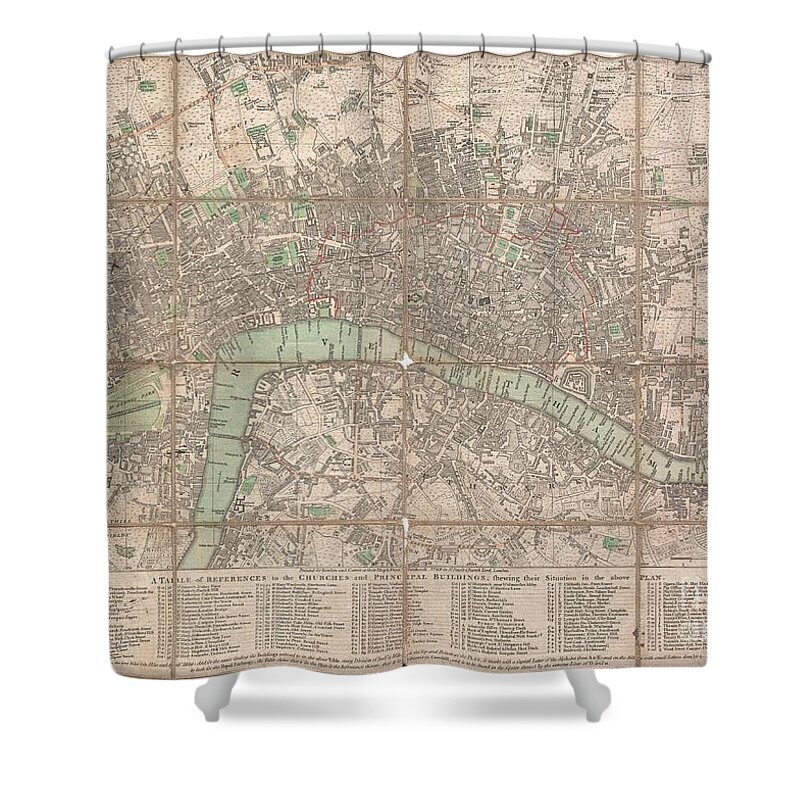 This Is A Rare 1795 Folding Pocket Map Or Street Plan Of London Shower Curtain featuring the photograph 1795 Bowles Pocket Map of London by Paul Fearn