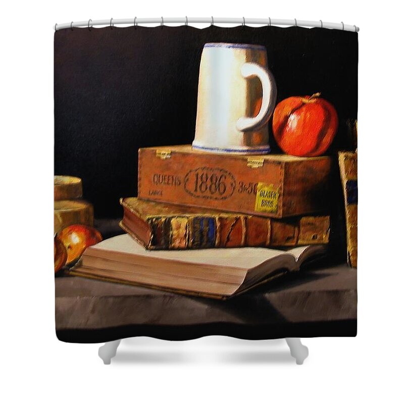 Still Life Shower Curtain featuring the painting 1886 by Jim Gola