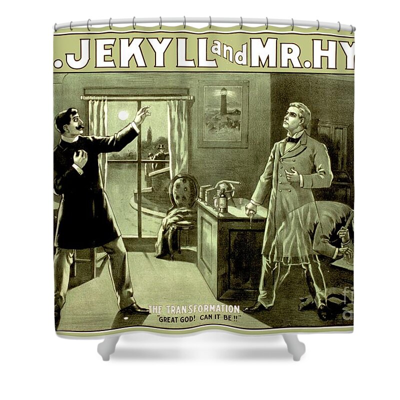 1890 Shower Curtain featuring the digital art 1890 - Dr Jekyll and Mr Hyde Production Poster by John Madison