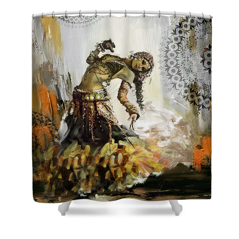Belly Dance Art Shower Curtain featuring the painting Abstract Belly Dancer 5 by Corporate Art Task Force