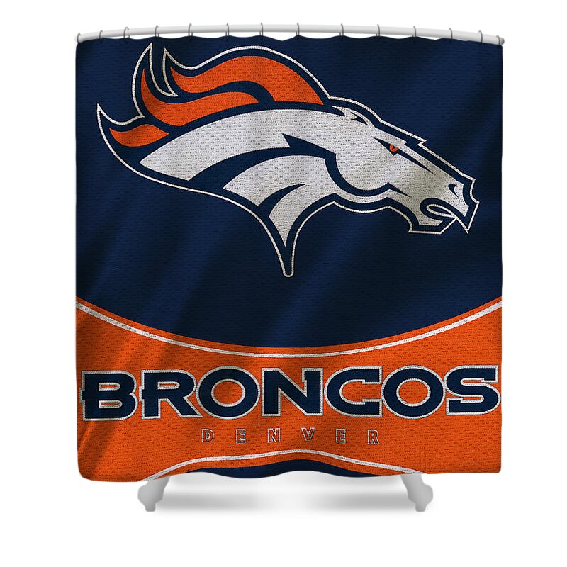 Broncos Shower Curtain featuring the photograph Denver Broncos Uniform by Joe Hamilton