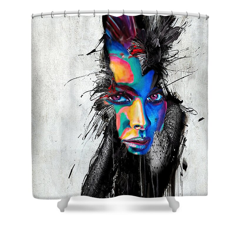 Female Shower Curtain featuring the painting Facial Expressions by Rafael Salazar