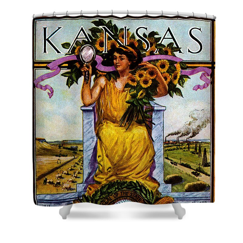 Kansas Shower Curtain featuring the painting 1911 Kansas Poster by Historic Image