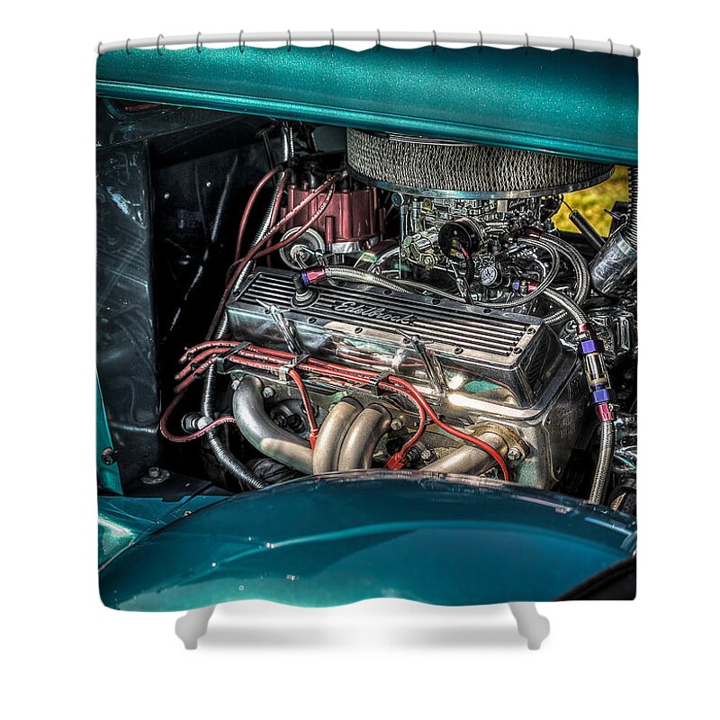 1931 Ford 5 Window Coupe Engine Shower Curtain featuring the photograph 1931 Ford 5 Window Coupe Engine by David Morefield