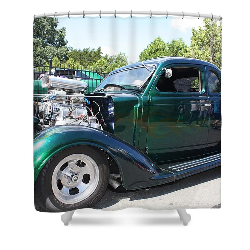 1936 Plymouth Muscle Car Shower Curtain featuring the photograph 1936 Plymouth Muscle Car by John Telfer