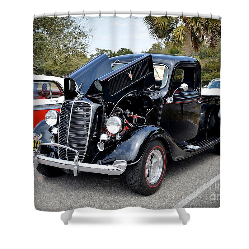 Cars Shower Curtain featuring the photograph 1937 Ford Pick Up by Kathy Baccari