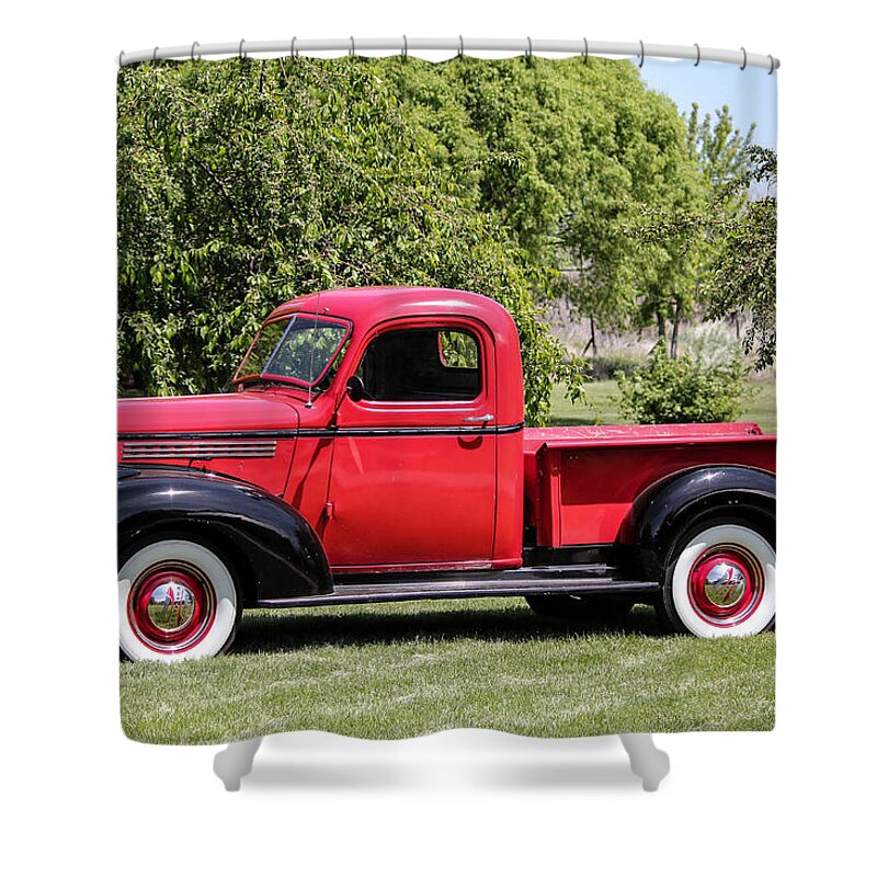 1946 Chevrolet Shower Curtain featuring the photograph 1946 Chevy Pickup by E Faithe Lester
