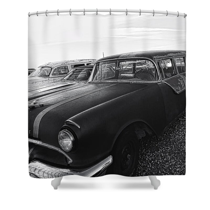 Old Car Shower Curtain featuring the photograph 1950's Pontiac 21z by Cathy Anderson