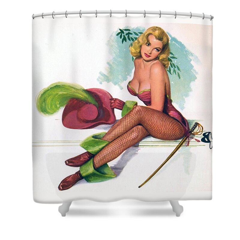 Vintage Shower Curtain featuring the photograph 1950's Vintage Pin Up Girl by Action