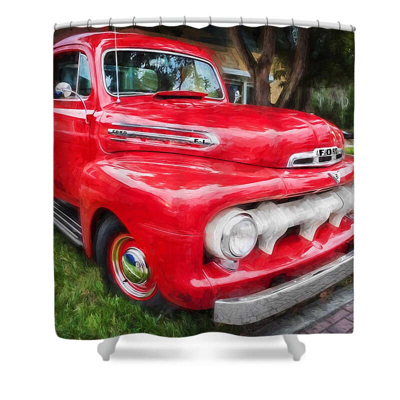 1951 Ford Truck Shower Curtain featuring the photograph 1951 Ford Pick Up Truck F100 Painted 50 per cent by Rich Franco