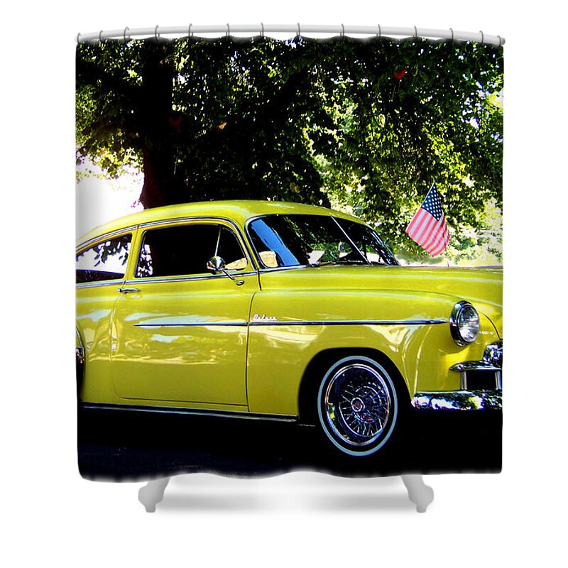 Chevrolet Shower Curtain featuring the photograph 1952 Chevrolet Deluxe Coupe by Charles Robinson