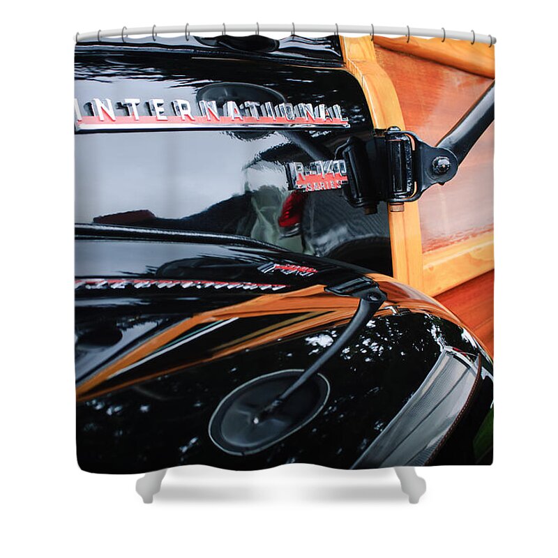 1954 International Harvester R140 Woody Wagon Shower Curtain featuring the photograph 1954 International Harvester R140 Woody Wagon by Jill Reger