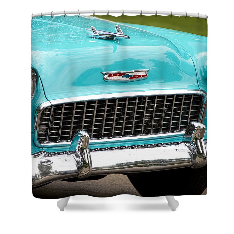 1955 Shower Curtain featuring the photograph 1955 Chevy Bel Air by James BO Insogna