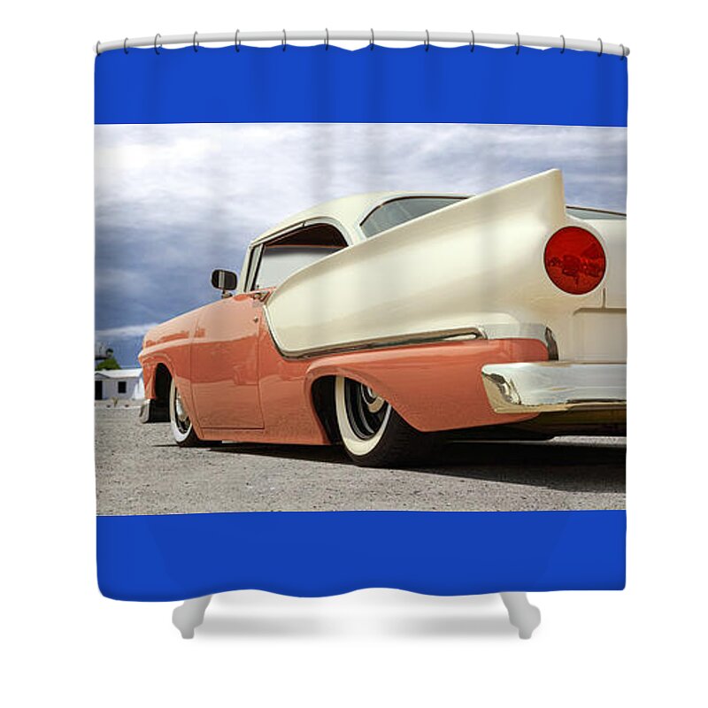 1957 Ford Shower Curtain featuring the photograph 1957 Ford Fairlane Lowrider by Mike McGlothlen